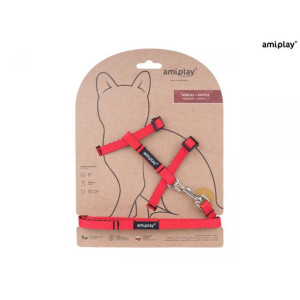 Amiplay Twist Szelki + Smycz Dla Kota Rozmiar S Czerwone