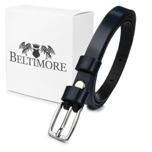 Beltimore skórzany damski pasek granatowy wąski U49 granatowy r.90-105 cm
