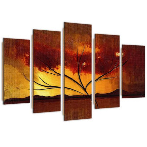 Deco Panel, Afrykańskie drzewo, 5-częściowy - 150x100
