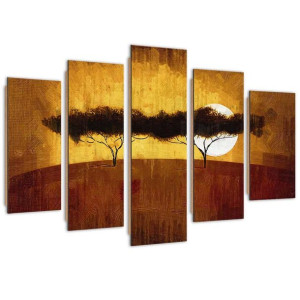 Deco Panel, Afrykańskie drzewa, 5-częściowy - 100x70