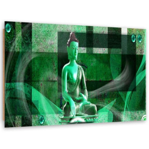 Deco Panel, Budda na geometrycznym tle - zielony, 1-częściowy - 120x80