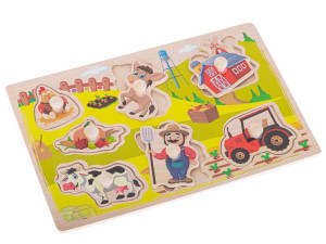 Puzzle Drewniane Układanka Farma Traktor Krowa