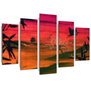 Deco Panel, Japonia skąpana w słońcu, 5-częściowy - 200x100