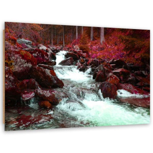 Deco Panel, Górski potok w czerwieni, 1-częściowy - 120x80