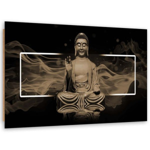 Deco Panel, Figura medytującego Buddy - beżowy, 1-częściowy - 120x80