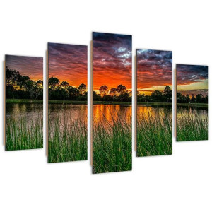 Deco Panel, Niebo o zachodzie słońca, 5-częściowy - 200x100