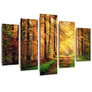 Deco Panel, Leśna droga, 5-częściowy - 150x100