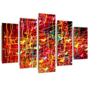 Deco Panel, Światła miasta, 5-częściowy - 100x70