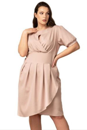 Sukienka INGRIDA elegancka wieczorowa beż 50