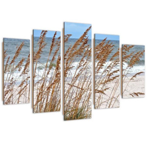 Deco Panel, Trzciny nad morzem, 5-częściowy - 150x100