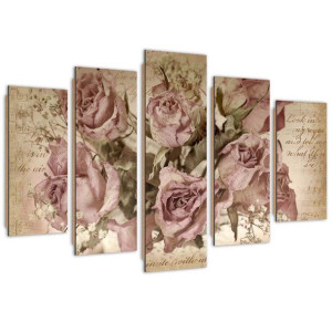 Deco Panel, Róże i nuty, 5-częściowy - 150x100