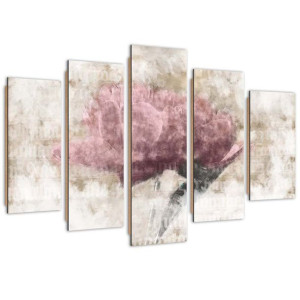 Deco Panel, Pastelowy kwiat, 5-częściowy - 200x100