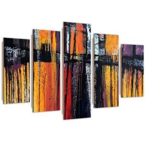 Deco Panel, Ognista abstrakcja, 5-częściowy - 200x100