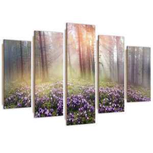 Deco Panel, Krokusy na polanie, 5-częściowy - 100x70