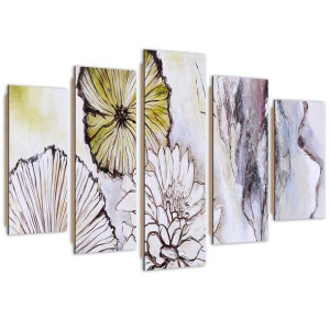 Deco Panel, Kwiaty, 5-częściowy - 150x100
