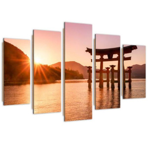 Deco Panel, Krajobraz Japonii, 5-częściowy - 100x70