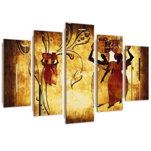 Deco Panel, Kobiety afrykańskie, 5-częściowy - 200x100