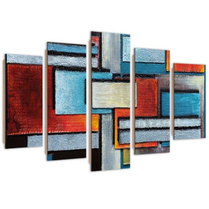 Deco Panel, Kompozycja z prostokątów, 5-częściowy - 200x100