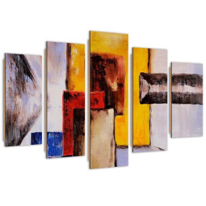 Deco Panel, Żółta bryła, 5-częściowy - 100x70