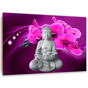 Deco Panel, Budda z różową orchideą, 1-częściowy - 120x80