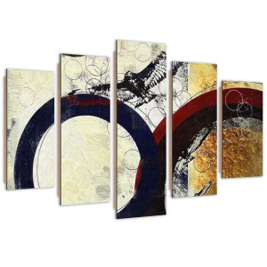 Deco Panel, Ciemne okręgi, 5-częściowy - 100x70
