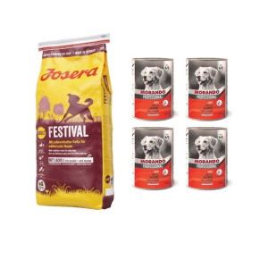 Pakiet Josera Festival Łosoś 15 kg + 4 x Morando Pro Mokra Karma Dla Psa Pa