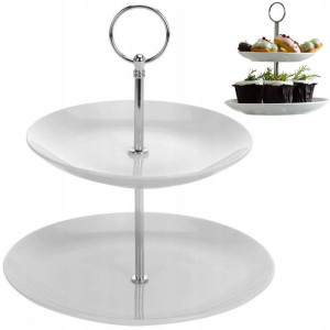 Patera 2 Piętrowa Na Ciasto Tort Owoce Porcelanowa