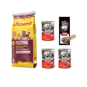 Pakiet Josera Festival Łosoś 15 kg + 4 GRATISY! Karma Mokra Morando, Kość D