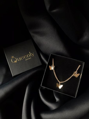 Złoty naszyjnik motylki choker motyl