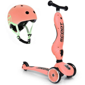 Highwaykick 1 jeździk i hulajnoga 2w1 Peach+Kask XXS-S Peach Scoot and Ride