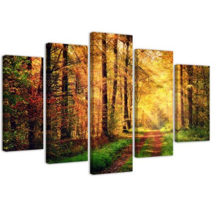 OBRAZ 5 częściowy Nowoczesny Las Jesień 150x100