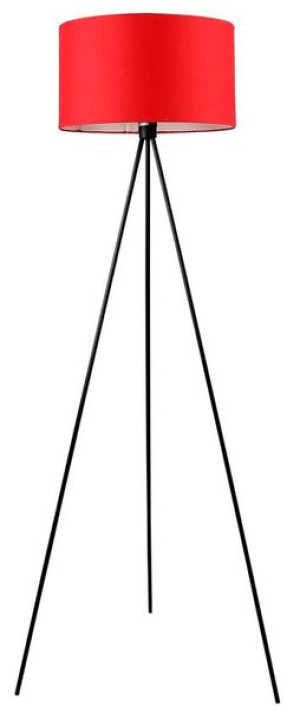 Lampa podłogowa trójnoga abażur czerwony z tkaniny Triano Candellux 51-7405
