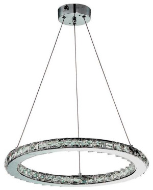 Lampa wisząca chromowa okrągła kryształki LED 24W Lords Candellux 31-25227