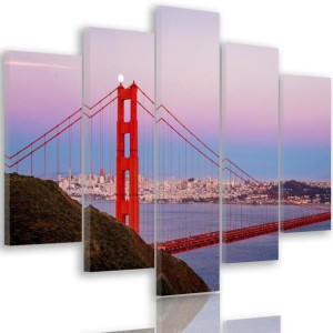 OBRAZ 5 części DO SALONU Most Golden Gate 100x70