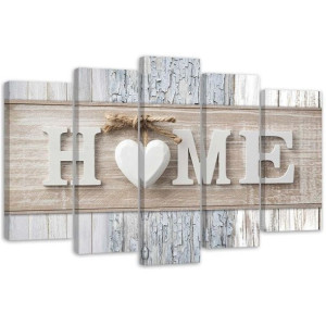 OBRAZ 5 części Serce Home Drewno Vintage 100x70