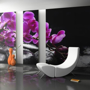Fototapeta - Chwila relaksu: orchidea i kamienie zen [Rozmiar: 450X270]