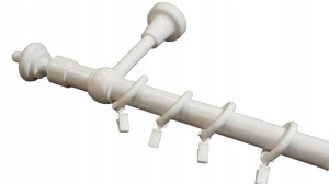 KARNISZ DREWNIANY 28 mm pojedynczy biały 210 cm