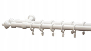 KARNISZ DREWNIANY 28 mm podwójny biały 210 cm