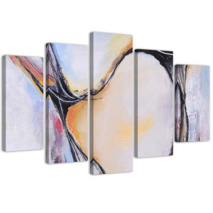 OBRAZY 5 części Abstrakcja Pastel Beżowy 150x100