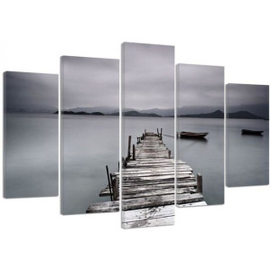 OBRAZ 5 części Pomost Jezioro Krajobraz 200x100