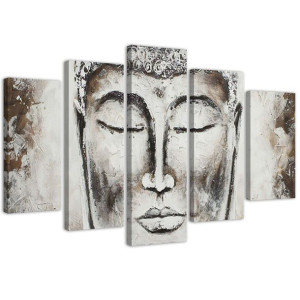 OBRAZ 5 częściowy Buddha Szary Zen Spa 150x100