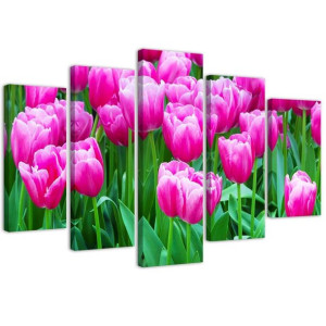 OBRAZ 5 częściowy DO SALONU Tulipany Róż 150x100