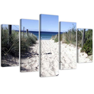 OBRAZ NA PŁÓTNIE Morze Plaża Piasek Trawy 150x100