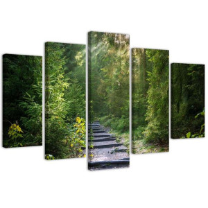 OBRAZ 5 części Las Zielony Natura 150x100
