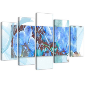 OBRAZ 5 częściowy Orchidea Niebieski 150x100