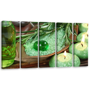 OBRAZ 5 CZĘŚCI Świeca Zen Spa Zielony 150x60