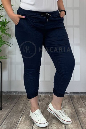 Spodnie Gnieciuchy Boyfriend Plus Size Granatowe