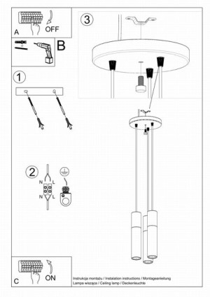 Lampa wisząca PABLO 3P biała, GU10