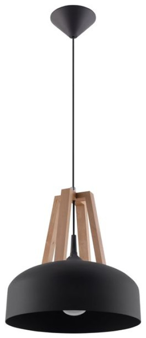 Lampa wisząca CASCO czarna/naturalne drewno, E27