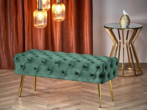 Zielona pufa do przedpokoju w stylu glamour nowoczesna pikowana
